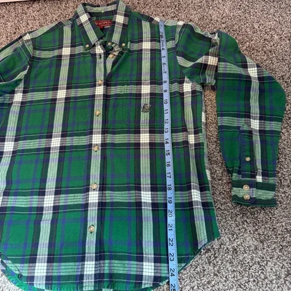 Roper Green Blue Plaid Long Sleeve Shirt Men's Size Small Cowboy Western Cotton - Picture 7 of 8